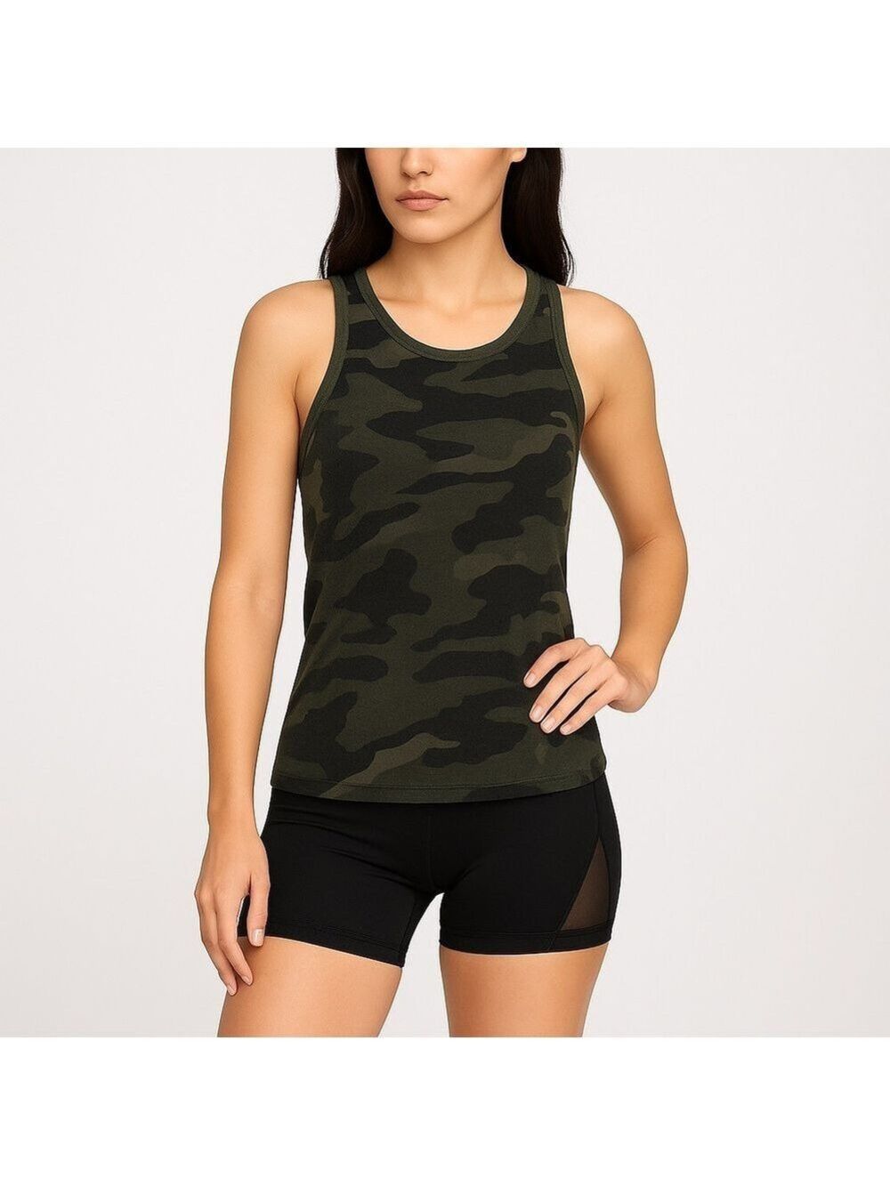 Racer back camouflage top camo racerback stretch ribbed active tank gym workouts